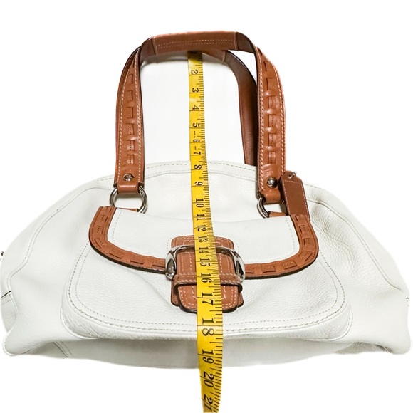 Coach Y2K SoHo Courtney Domed Buckle Satchel Soft Pebble White Leather - Picture 11 of 16